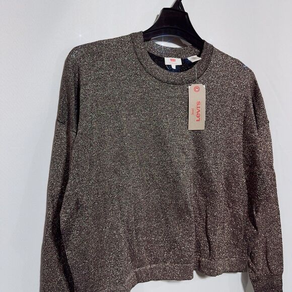 Levi’s Women’s Wool Blend Sparkly Shimmer Sweater Holiday Christmas New Year L - Picture 2 of 11